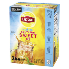 24-pack of Lipton Southern Sweet Iced Tea K-Cups offers convenient home brewing.
