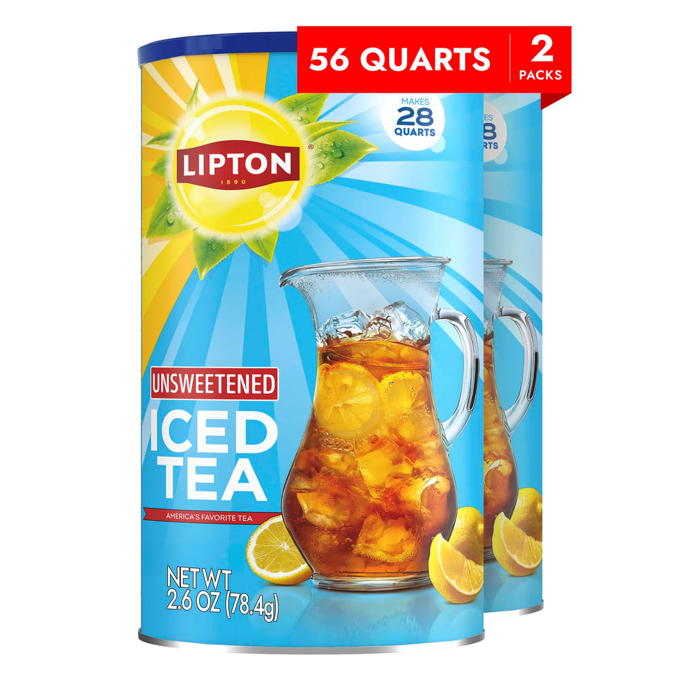 Lipton unsweetened iced tea mix lemon packaging ready for fresh cold brew.