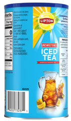 Clear glass poured with Lipton iced tea over ice and mint