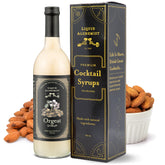 Liquid Alchemist orgeat syrup bottle on bar, ideal base for cocktails
