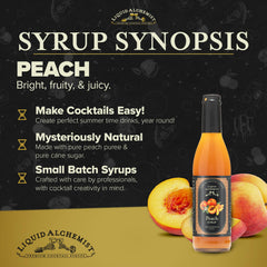 Close-up of real peach puree and cane sugar in Liquid Alchemist syrup.
