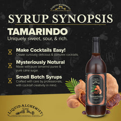 Liquid Alchemist Tamarind Syrup bottle and glasses for margaritas