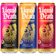 Liquid Death close-up of sparkling bubbles highlighting crisp carbonation and flavor