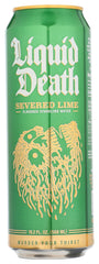 Liquid Death front can view showing lime branding and bold design for standout shelf appeal