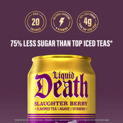 Liquid Death Slaughter Berry 12-pack cans for on-the-go refreshment.