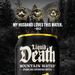 Liquid Death Sparkling Mountain Water mountain scenery can highlight natural source