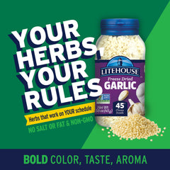 Litehouse Freeze Dried Garlic being poured into a pot for flavor.