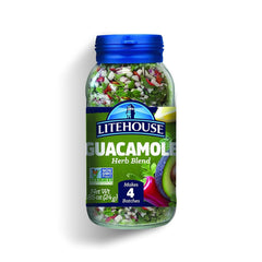 Litehouse freeze dried guacamole herb blend bottle preserves bold flavor for quick guacamole.