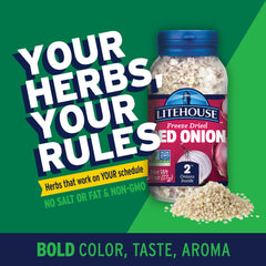 Litehouse Freeze Dried Red Onion resting in a dish, adding color and aroma.