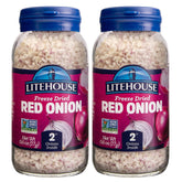 Litehouse Freeze Dried Red Onion packaging close-up, shelf-stable and ready for quick flavor.