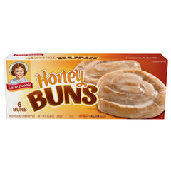 Little Debbie Honey Buns in a six-pack box for convenient snacking on the go.