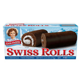 Little Debbie Swiss Rolls pack front view, tempting chocolate cake with creme, ideal for an everyday snack.