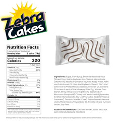 Close-up of twin-wrapped Zebra Cakes showing creme filling and texture.