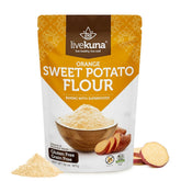 LiveKuna packaging of orange sweet potato flour for gluten-free baking