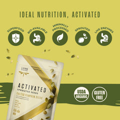 Living Intentions Salted Sprouted Pumpkin Seeds on a snack plate, versatile for sharing.