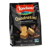 Loacker Dark Chocolate Wafer Cookies pack front for Italian premium snack.