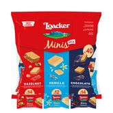 Loacker Minis hazelnut wafers, on-the-go snack for quick indulgence.