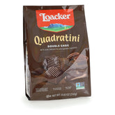Loacker Quadratini Double Choc packshot showcases premium cookies for gifting or sharing