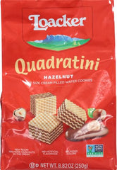 Loacker Quadratini Hazelnut Wafers on a plate for a quick snack during breaks.