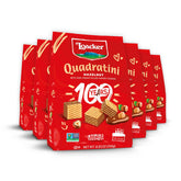 Loacker Quadratini Hazelnut wafers in large share bag, perfect for gatherings.
