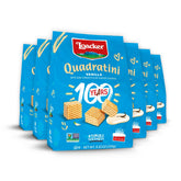 Loacker Quadratini vanilla wafers bag with resealable pouch ensuring freshness.