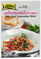 Lobo Thai holy basil paste packet front view for quick wok stir-fry.