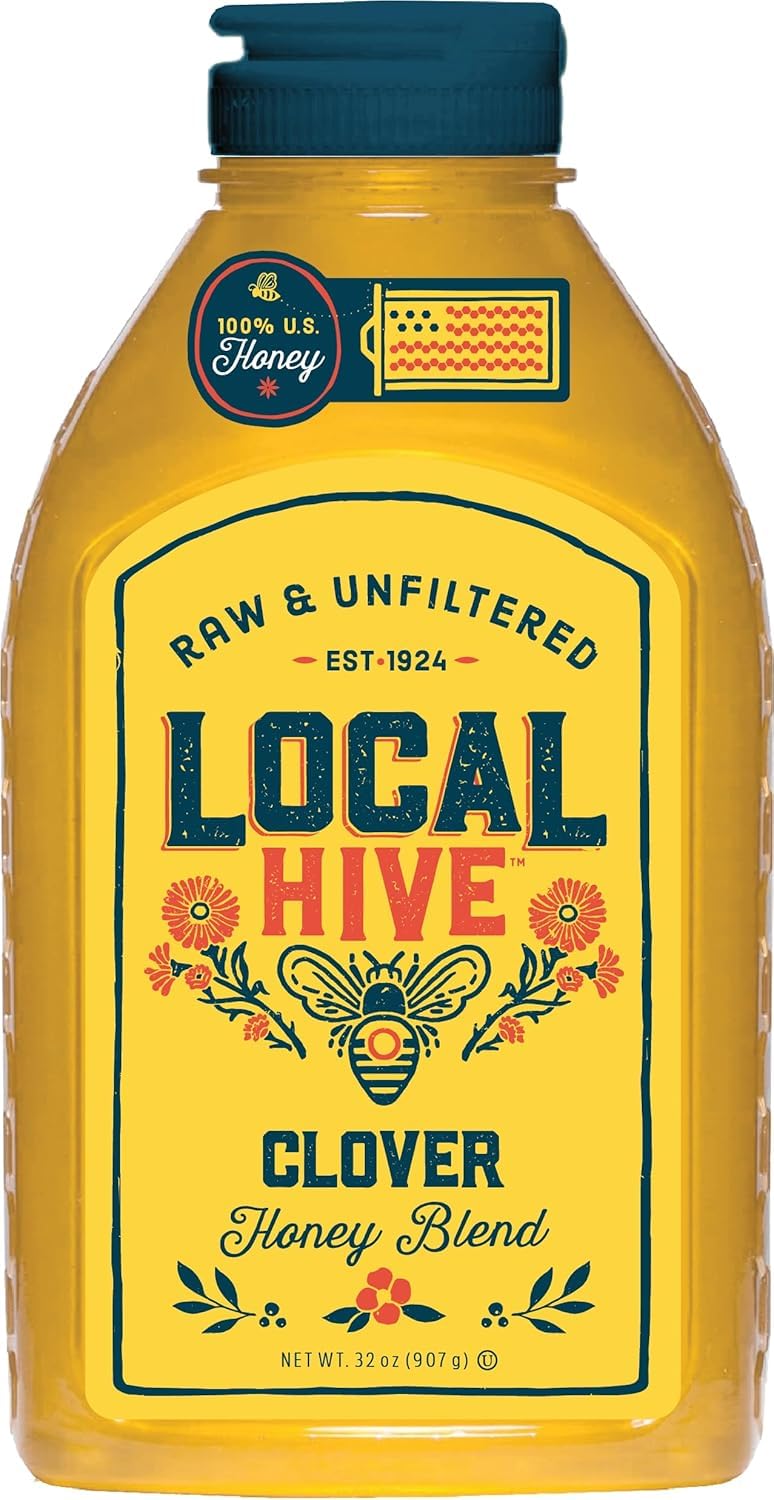 Local Hive Clover Honey bottle, 32 oz, showcasing pure clover sweetness.
