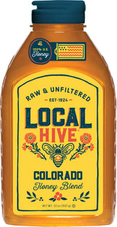 Local Hive Colorado Honey 32oz jar with rich amber color, perfect for toast or drizzle.