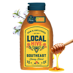 Local Hive Southeast honey bottle, raw and unfiltered for everyday sweetness.