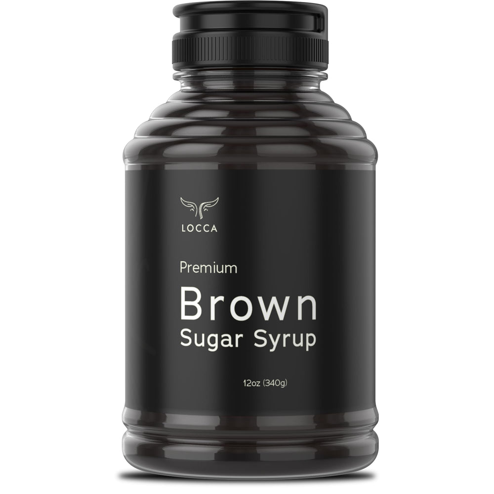 Locca Brown Sugar Syrup bottle pouring for bubble tea flavor boost
