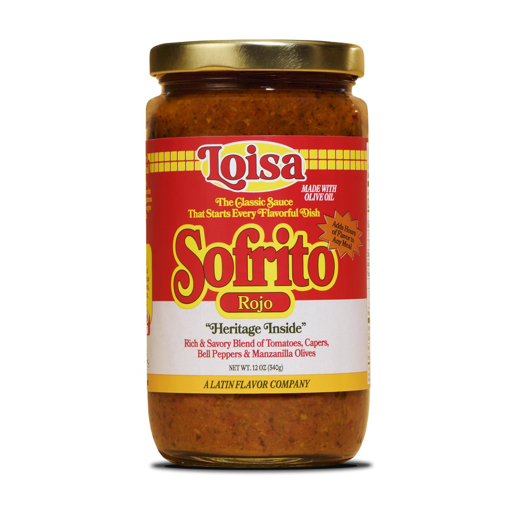 Loisa Sofrito Rojo bottle ready for quick Latin meals.
