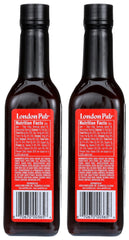 London Pub Sauce bottle close-up showing rich traditional British seasoning.