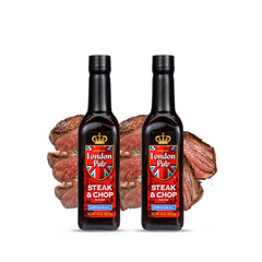 London Pub Sauce Steak & Chop bottle front view for grilling and flavor enhancement.