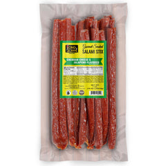 Long John Snacks salami sticks show handcrafted quality and authentic smoke flavor.