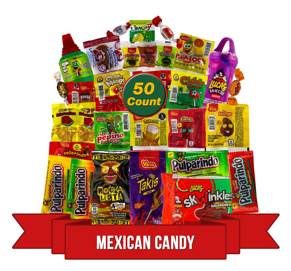 LookOn Mix Dulces Mexicanos 50-count pack shows a vibrant assortment ideal for sharing.