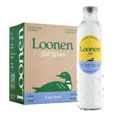 Loonen Still glass bottle of spring water for pure hydration.