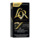 L'OR espresso capsule—ristretto pack offers bold aroma for a refined morning.