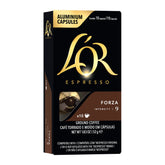 L'OR Forza pack of 10 capsules delivering rich aroma and balanced espresso