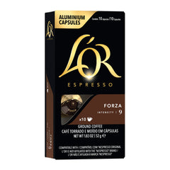 L'OR Forza pack of 10 capsules delivering rich aroma and balanced espresso