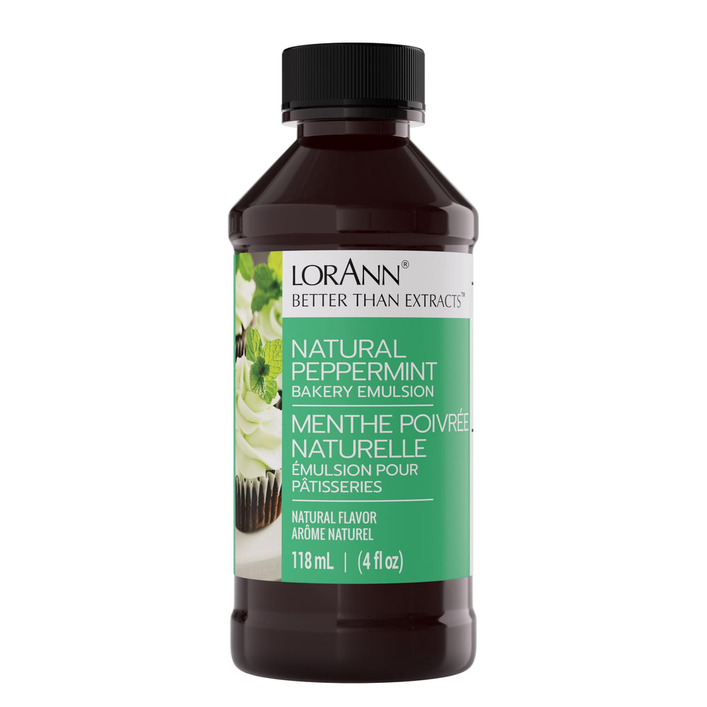 LorAnn Bakery Emulsion Peppermint bottle close-up for bold chocolate desserts