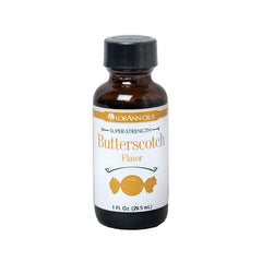LorAnn Butterscotch Super Strength flavor bottle label highlighting high potency for baking.