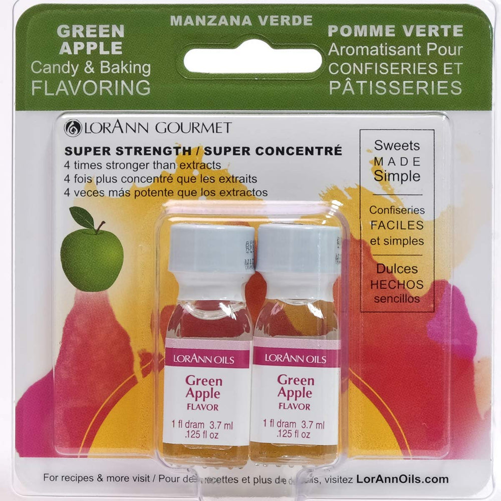 LorAnn Oils Super Strength Green Apple flavoring bottle pour for candy making.