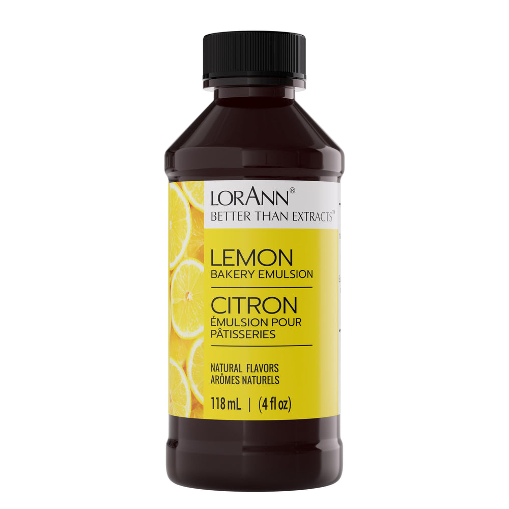 LorAnn Oils Lemon Bakery Emulsion bottle front for bakery-grade lemon flavor