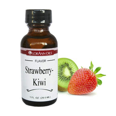 Close-up of LorAnn Strawberry-Kiwi SS Flavor label
