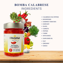 L'Oro Del Sud bomba ingredients label highlighting versatility