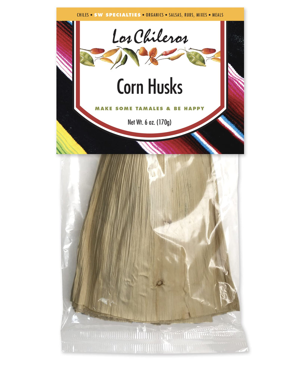 Los Chileros corn husks in packaging, ideal tamale wrappers