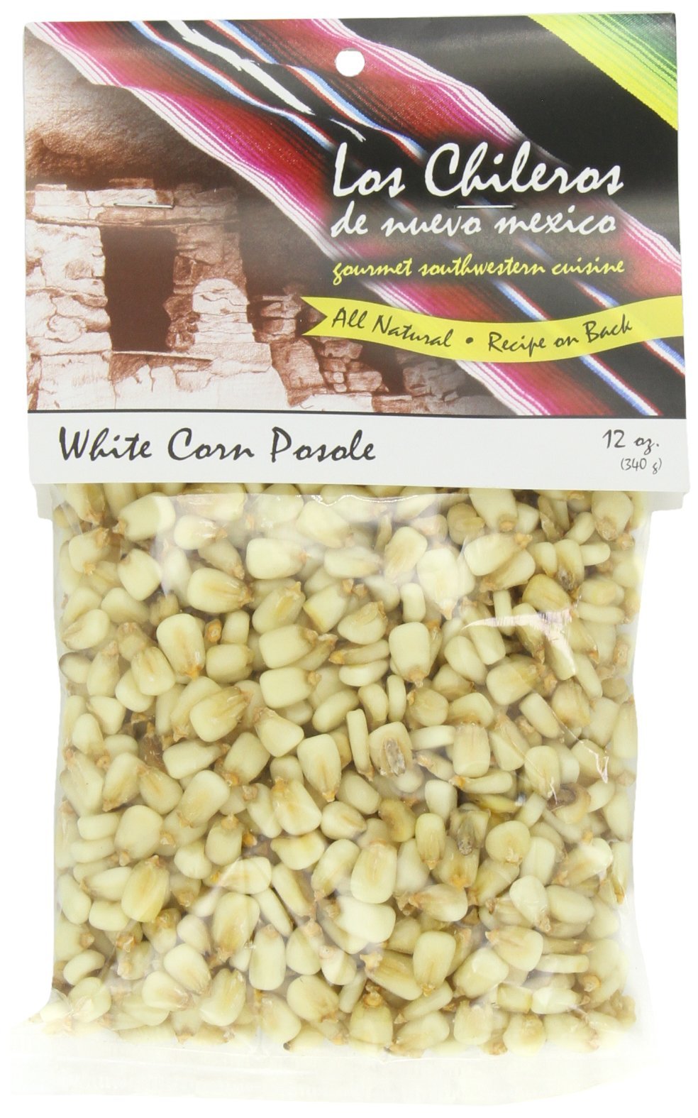 Los Chileros Posole white corn bag ready for gluten-free cooking
