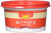 Los Patitos achiote paste jar closed reveals vibrant red color perfect for traditional Costa Rican dishes