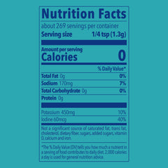 LoSalt iodized reduced-sodium packaging highlights gluten-free, vegan-friendly option.