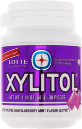 Lotte Xylitol Blueberry Mint gum pack for fresh breath and cavity-friendly use